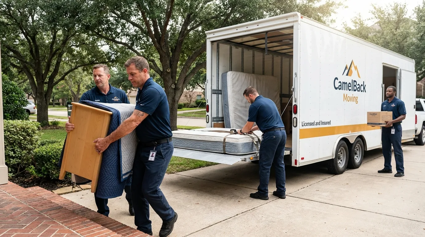 Crew loading residential truck for cross-state move from Sand Springs, OK
