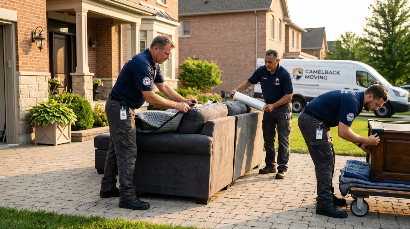 Large estate moving crew wrapping furniture in Sand Springs, OK