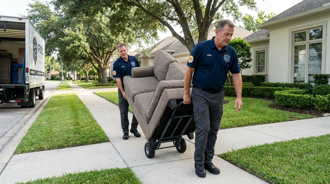 Local residential moving crew loading furniture in Sand Springs, OK