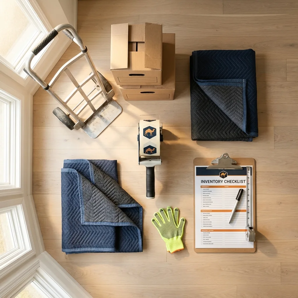 Professional moving supplies and packing materials layout for Sand Springs residential relocations